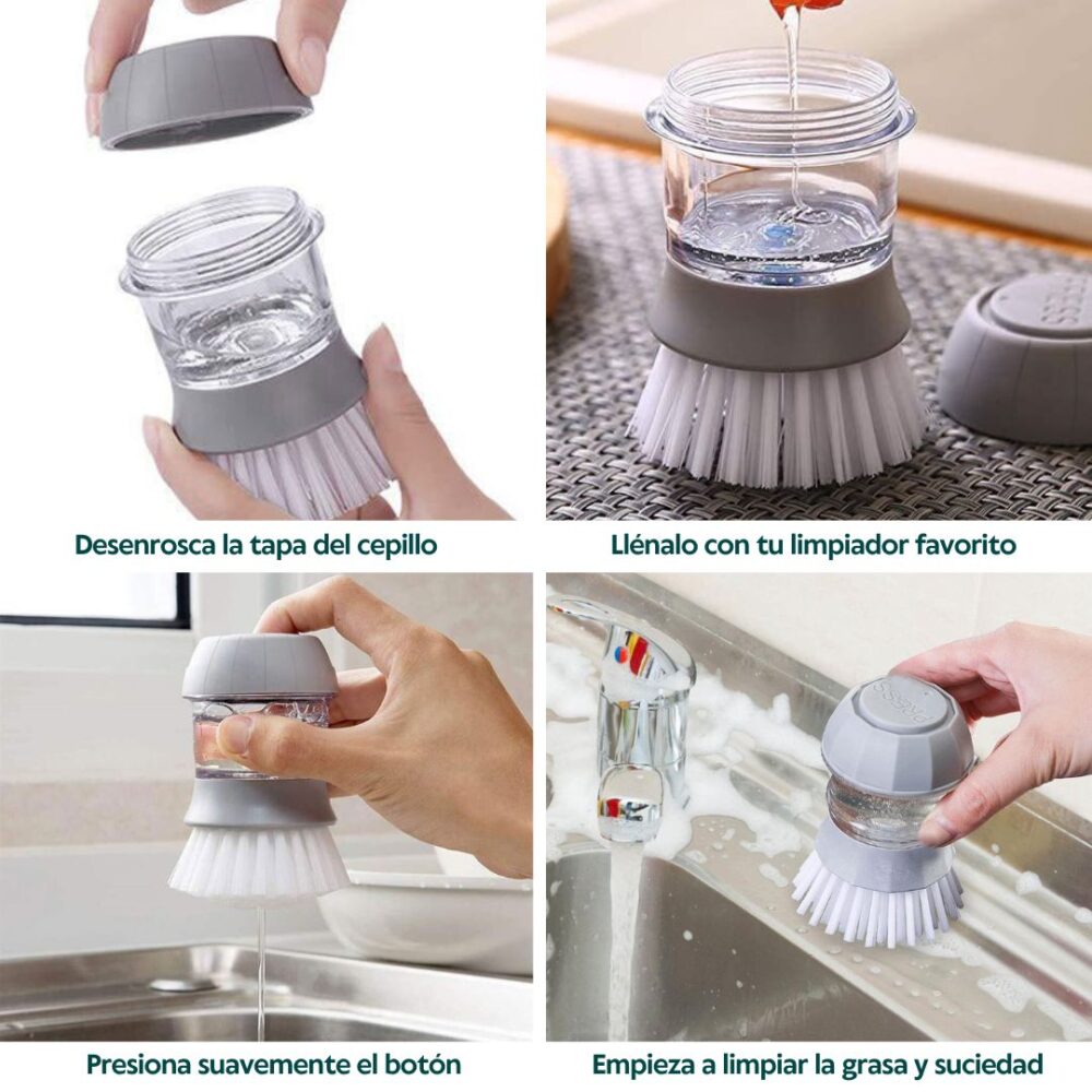Cepillo limpiador con dispenser de jabón. Pagas al recibir. Envíos gratis a todo el Paraguay.