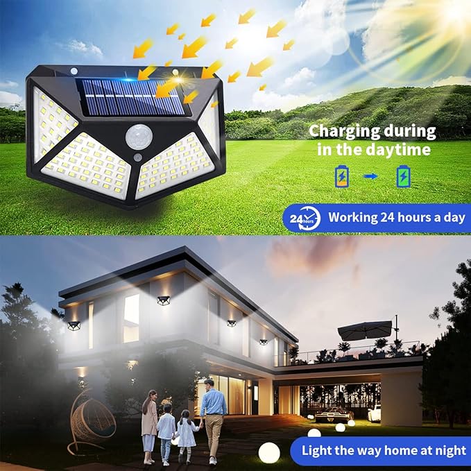 🌞 Luz Solar LED con Sensor de Movimiento – 100 LEDs ⚡Envíos gratis a todo el Paraguay. Pagas al recibir.